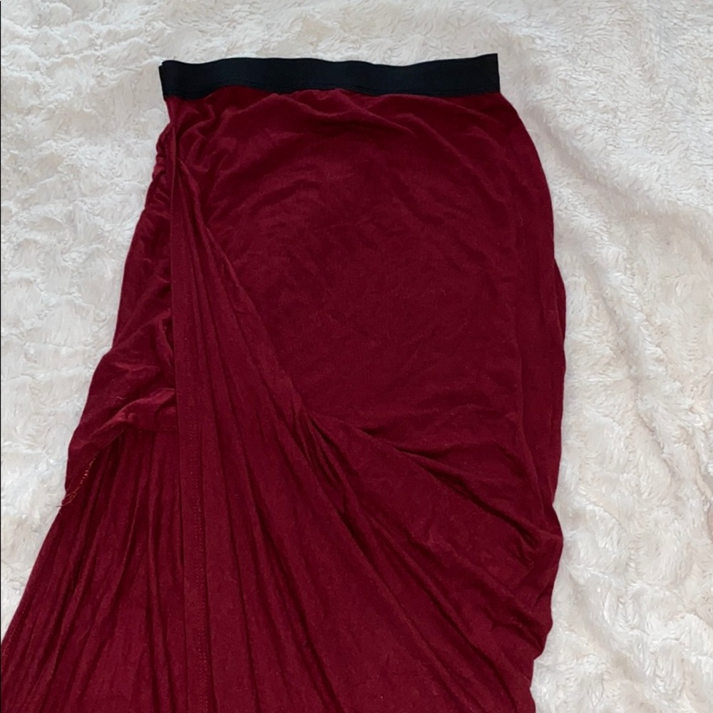 Burgundy slit skirt